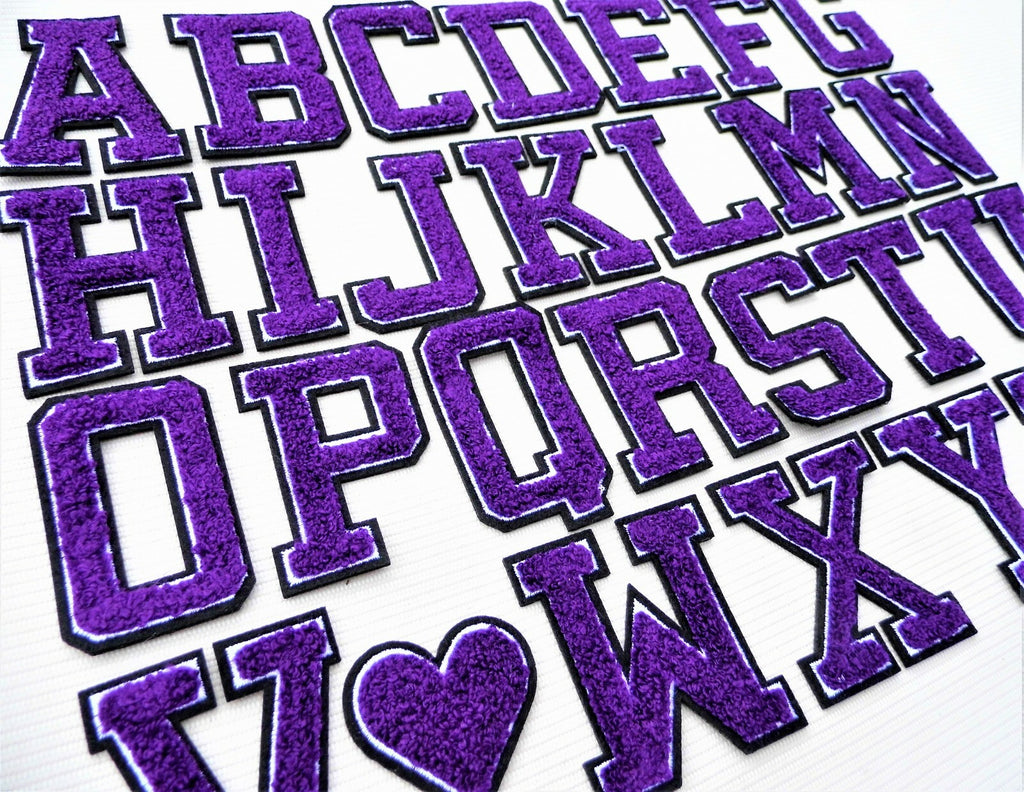 3D Purple Varsity Chenille Patch Letter Patches Iron Sew on Alphabet 5cm