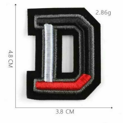 3D Varsity Letter Patch Patches Sew On Embroidered Customise Clothing Alphabet - D
