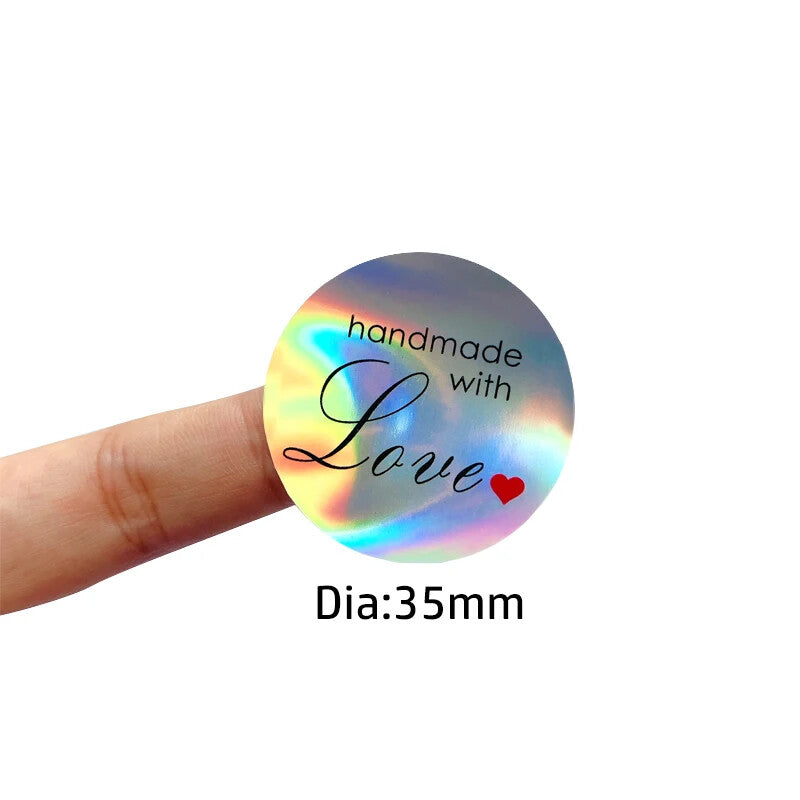 Handmade with love sealing stickers hand made sticker gift food craft 3.5cm