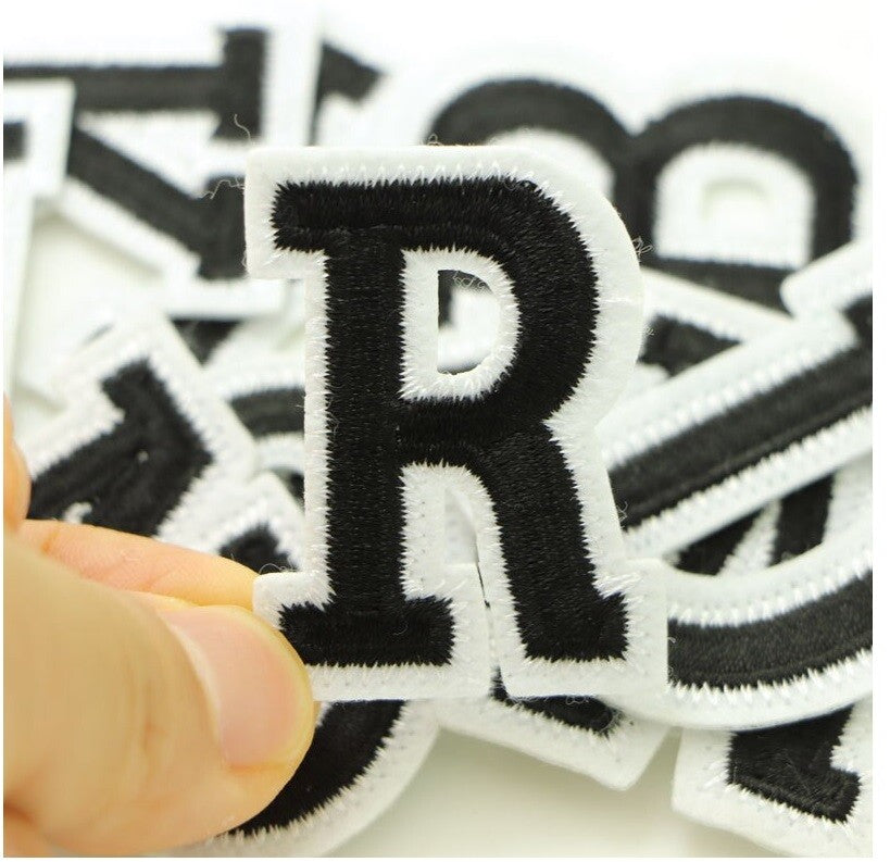Black Letter Patch Iron or Sew on Alphabet Embroidery Customise Clothing
