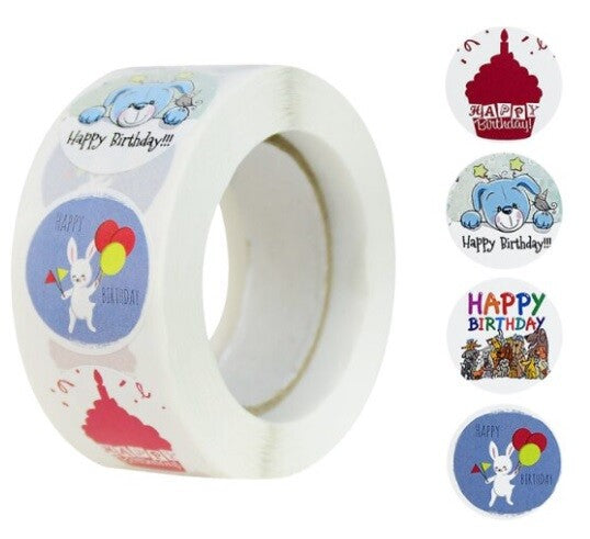 Happy Birthday Stickers Labels Seals Gift Craft Party Card Making Label 25mm - Design 2