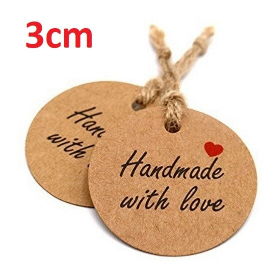Handmade with Love Thank You DIY Craft Paper Tag Tags Gift Celebration - Handmade Brown