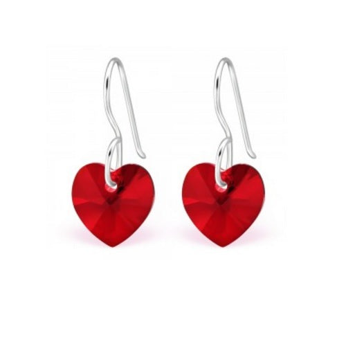 925 Sterling Silver Dangle Drop Heart Earrings & Gift Box - Light Siam