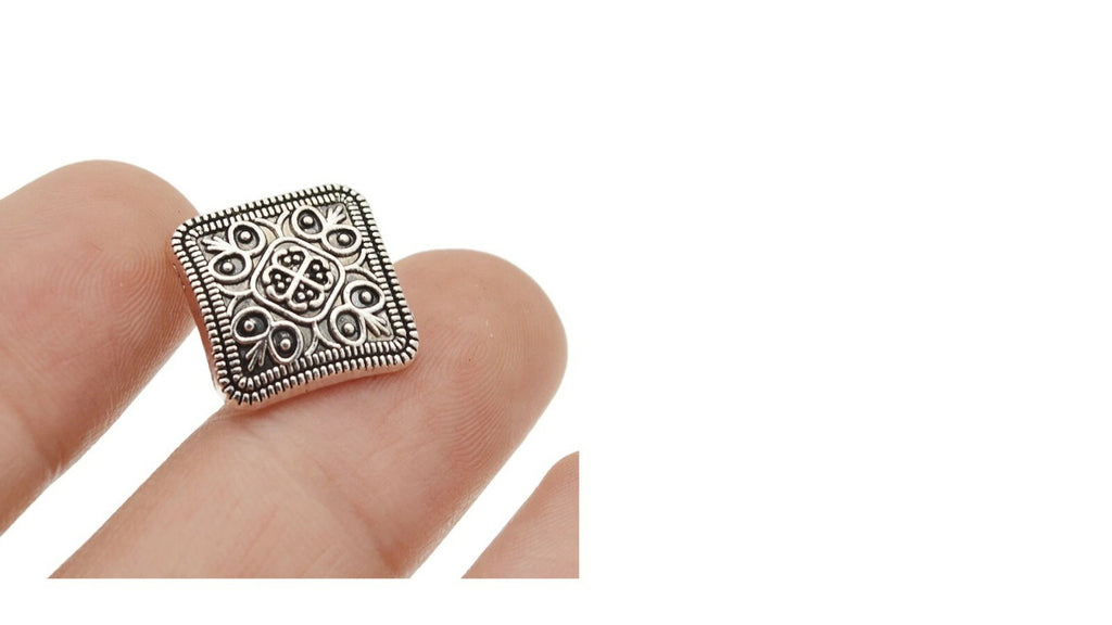 Antique Silver Metal Buttons Flower Square Round Side Shank
