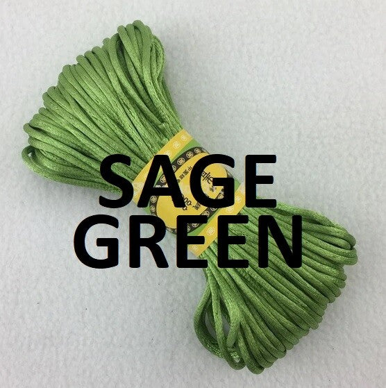 Cord Silky Satin Kumihimo Braiding Rattail Macrame 2mm Thick 5/10/20 Meter - Sage Green