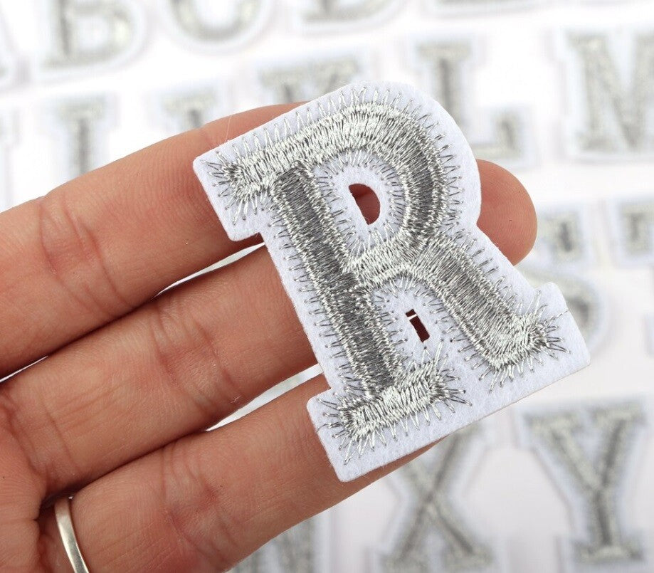 Gold Silver Letter Number Patch Iron or Sew on Alphabet Embroidery Customise