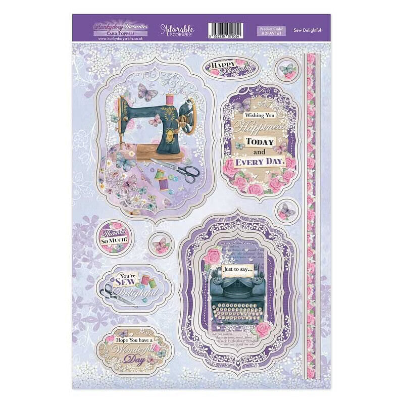 Hunkydory Greeting & Birthday Card Topper Making Kits Luxury Toppers for Cards - Sew Delightful
