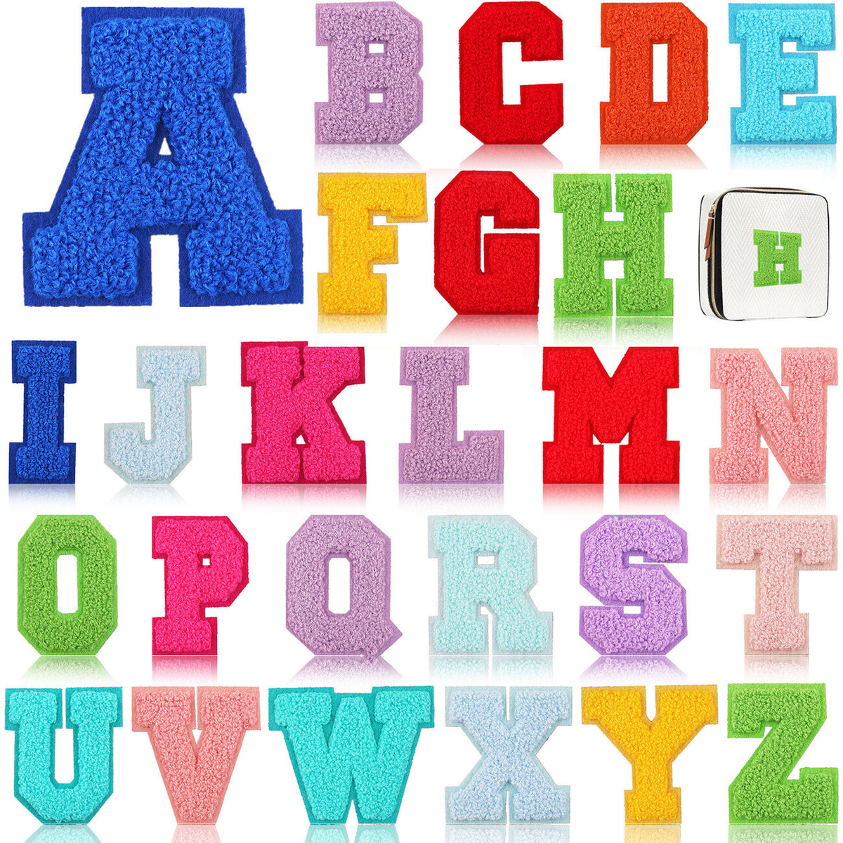 Colourful Varsity Chenille Patch Letter Patches Iron on Alphabet Letters 7cm