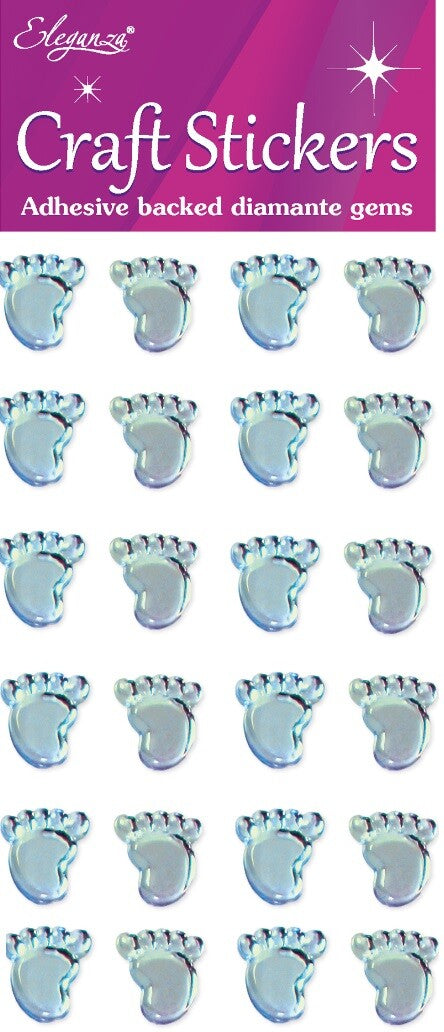 It's a Boy It's a Girl Baby Shower Gender Reveal 3D Stickers Craft Self Adhesive - Blue Footprint