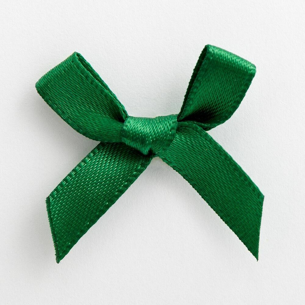 3cm Satin Bows 6mm Bow Pre Tied Ribbon Sewing Crafts Wedding Cards Scrapbook - Bottle Green