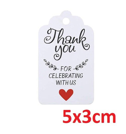 Handmade with Love Thank You DIY Craft Paper Tag Tags Gift Celebration - Thank You Rectangle White