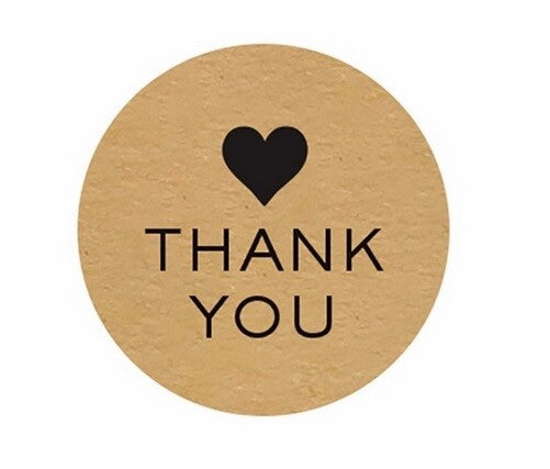 Round Sticky Labels 'Thank You' Heart Gift Craft Stickers Label Seals 2.5cm