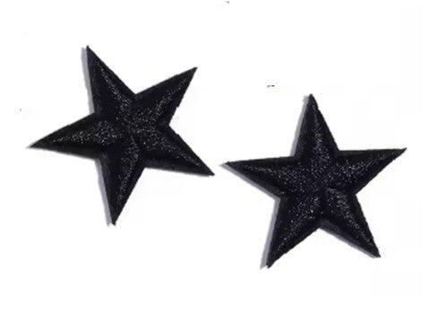 2 Black Star Patches Iron On Sew On Stars Patch Embroidered Applique Badges