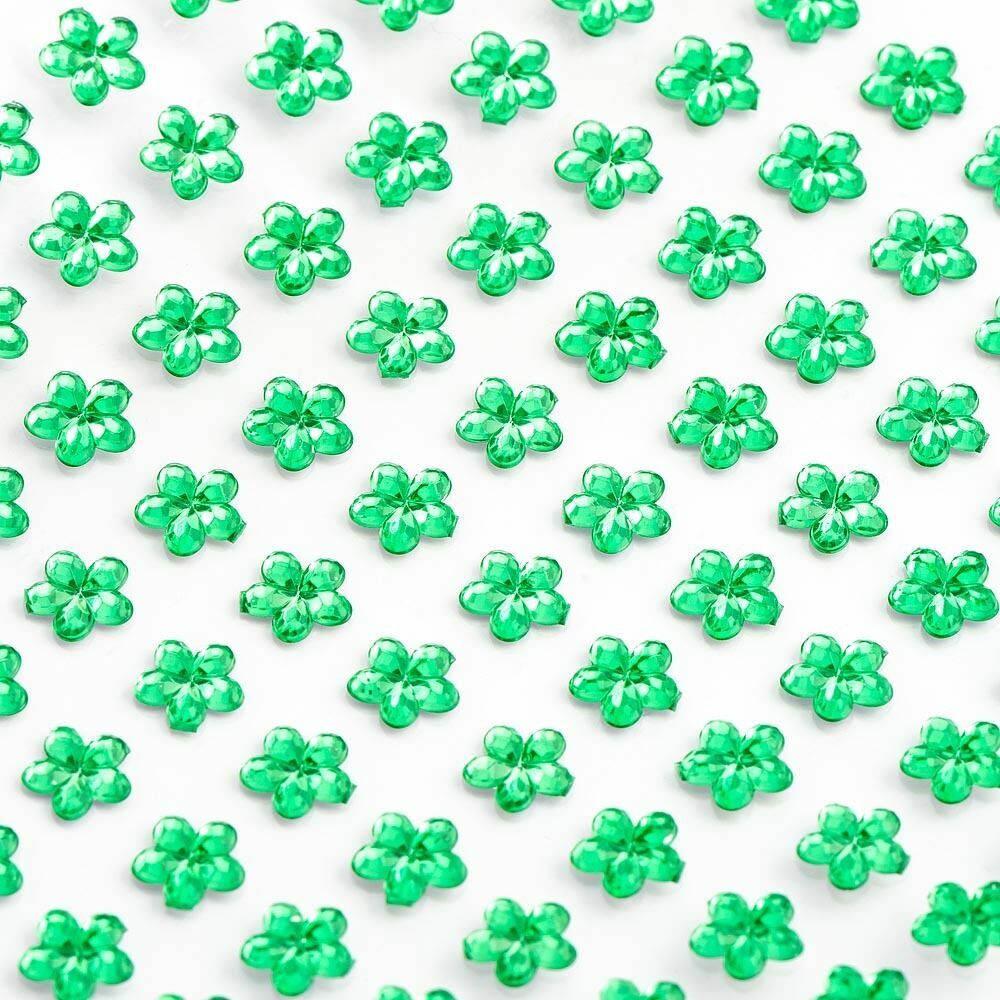 Flower Self Adhesive Craft Diamante Rhinestone Flower Gems Stick on Crystals - Emerald