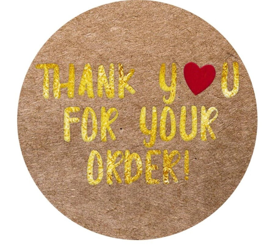 Labels 'Thank You for your order' 'Thank You Business Gift Craft Stickers 2.5cm - Thank you Brown Design 2