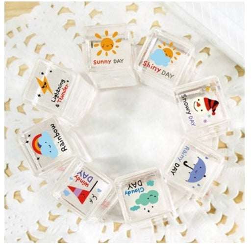 Schedule Rubber Stamp Set Weather - Couples - Emotion Planner Journal Kawaii UK