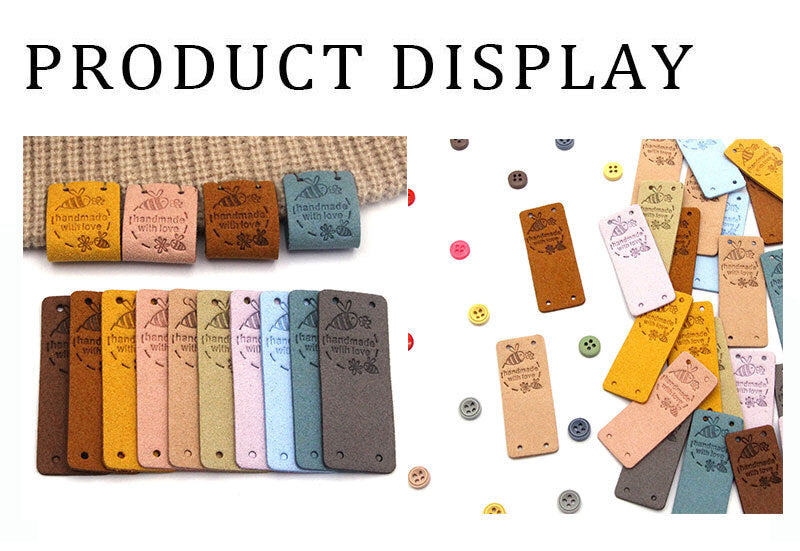 Bee Faux Suede Leather Labels Made with Love Clothing Tag Label Tags 2x5cm