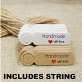 Hand Made With Love Label Tag Handmade Gift Food Craft Labels Tags & String