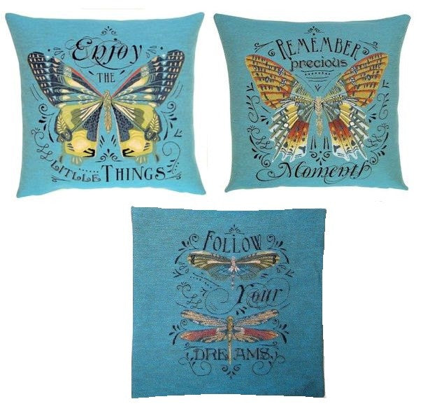 BUTTERFLY MEMORIES PREMIUM BELGIAN TAPESTRY CUSHION COVERS 18" x 18"