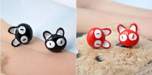 Kiki's Delivery Service Jiji Black Cat Japan Kawaii Studs Earrings & Gift Box