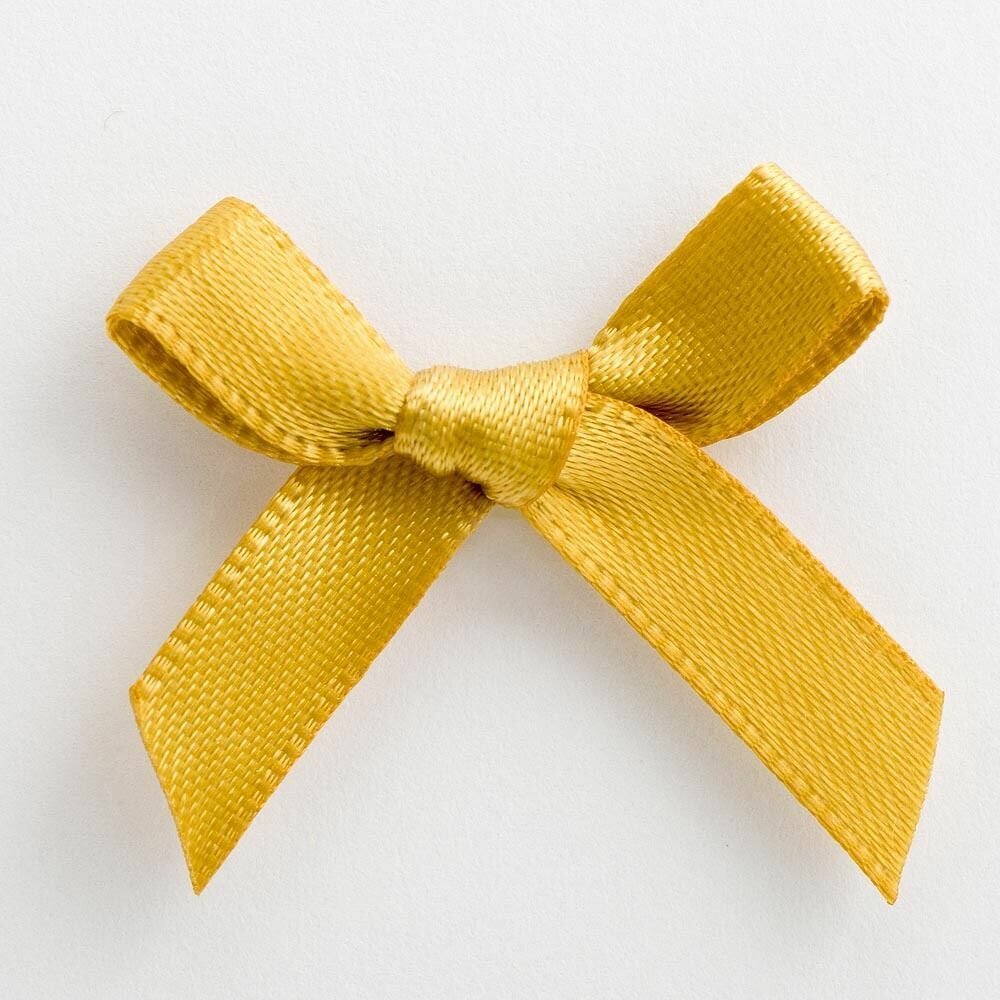3cm Satin Bows 6mm Bow Pre Tied Ribbon Sewing Crafts Wedding Cards Scrapbook - Gold
