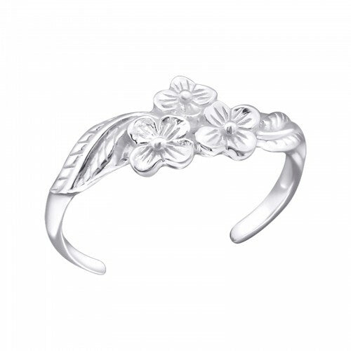 925 Sterling Silver Adjustable Midi Ring Finger Stackable Toe Ring Jewellery #2 - Flowers