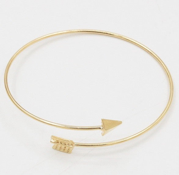 Arrow Courage Bravery Bangle Cuff Bracelet Bangle Gold or Silver - Gold