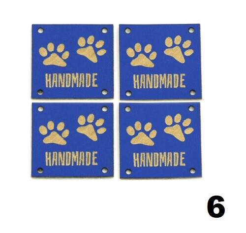 Faux Leather Labels Hand Made Paw Print Clothing Tag Label Tags 25x25mm - Design 6