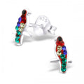 925 Sterling Silver Crystal Parrot Bird Stud Earrings 3x8mm & Gift Box #4