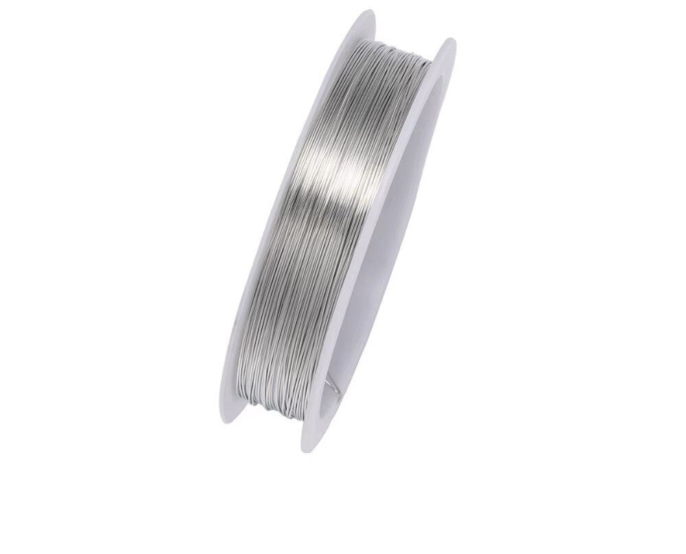 Silver Gold Copper Plated Beading Wire Jewellery Making Supplies 0.3mm 0.4mm - Silver