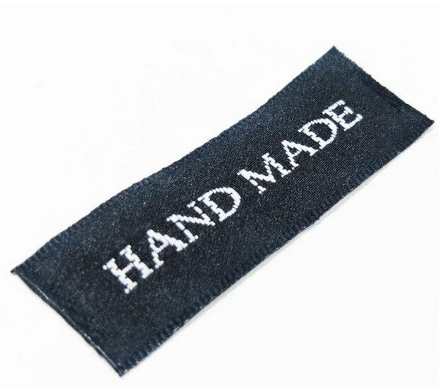 Fabric Labels Hand Made Sew On Garment Clothing Craft DIY Tags Black Gold Brown - Black & White Design 3