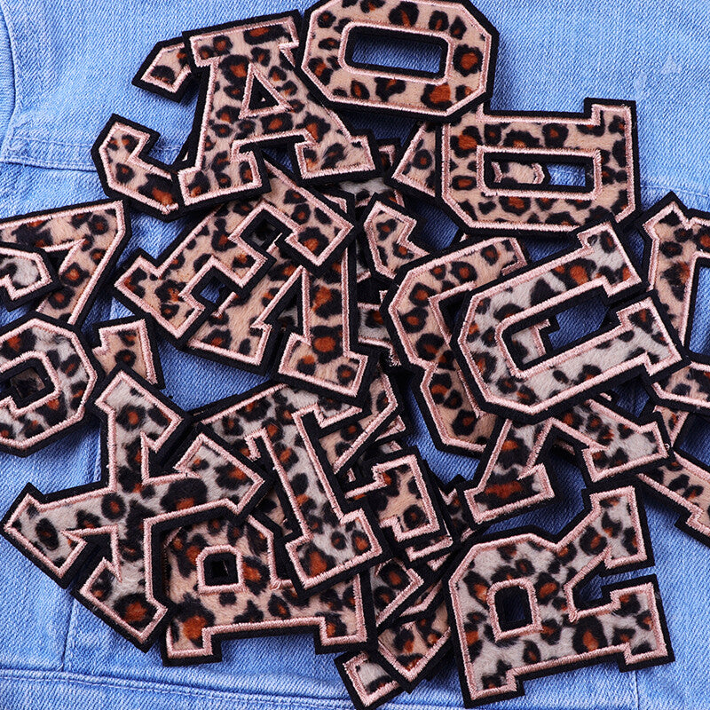 6cm 3D Leopard Print Animal Chenille Patch Letter Patches Iron Sew on Alphabet