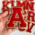 8cm Large 3D Red & Gold Chenille Patch Letter Patches Iron Sew on Alphabet