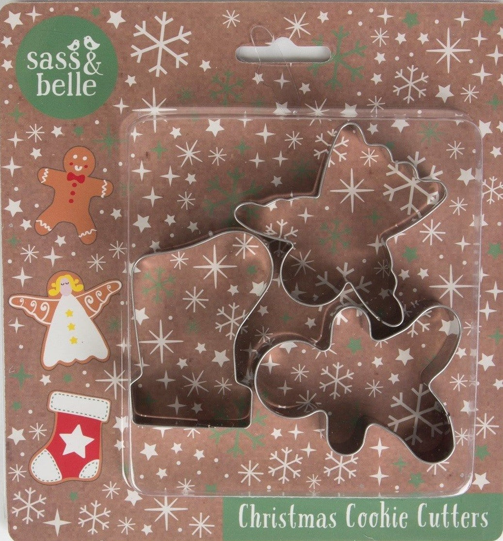 SET OF THREE CHRISTMAS COOKIE CUTTERS STOCKING GINGERBREAD MAN ANGEL