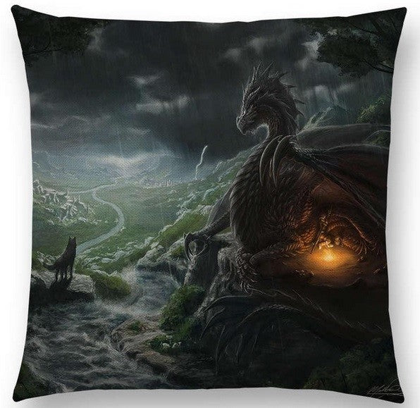 Dragon Cushion Cover Fantasy Mystical Magic Dragon Cushions 18" x 18" - 25
