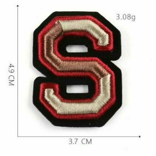 3D Varsity Letter Patch Patches Sew On Embroidered Customise Clothing Alphabet - S