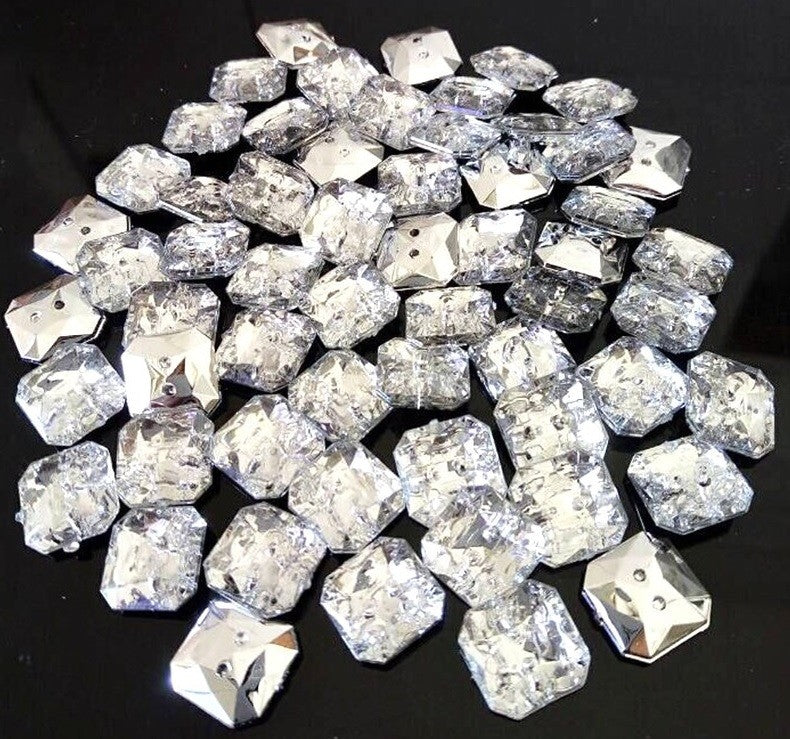 Diamante Square Crystal Buttons Gem 2 Hole Sewing Craft 10/20/50/100