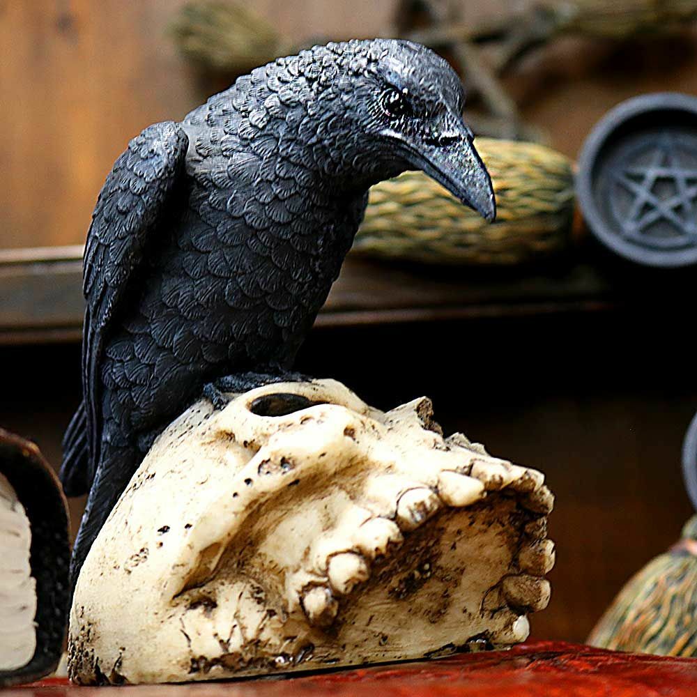 Raven Crow Black Bird Ornament Gothic Edgar Allan Poe Figurine Boxed Gift