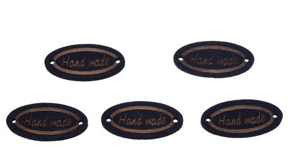 Handmade Wooden Tag Buttons Mixed Designs Craft Gift Tags Scrapbook 10/25/50/100 - Oval Black