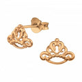 925 STERLING SILVER & ROSE GOLD TIARA CROWN 9x8mm STUD EARRINGS & GIFT BOX