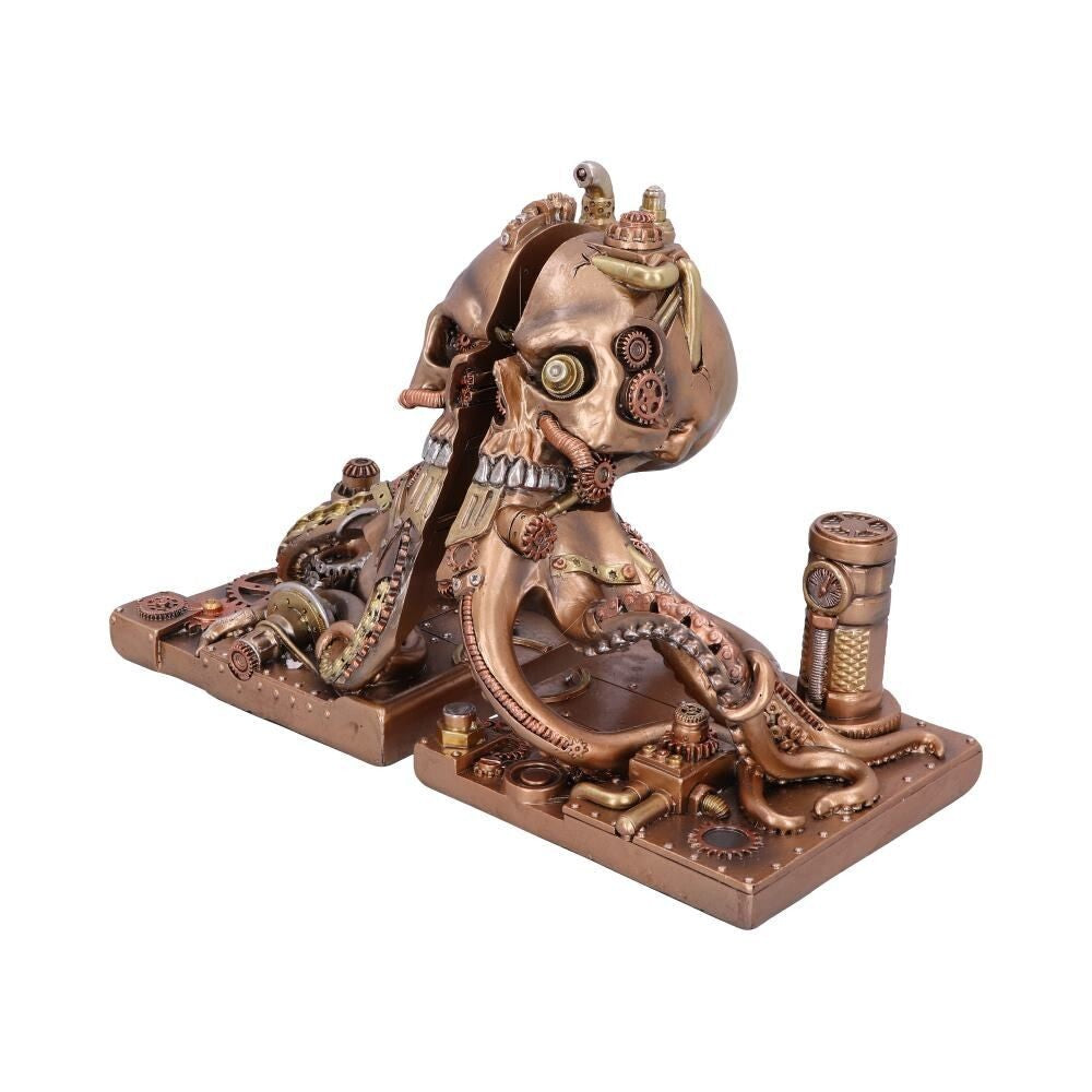 Bronze Steampunk Octonium Bookends Mechanical Octopus Shelf Ends 26.5cm