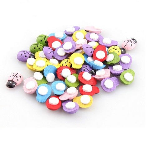 Self Adhesive Stick On Wooden Ladybird Ladybug Insect Decal Craft Decoration