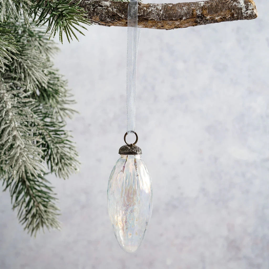 2 Pack Conical Glass Handcrafted Baubles Premium Traditional Christmas Tree - 2 Pack Clear Lustre