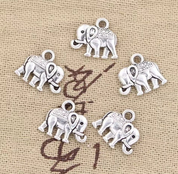 20 x Tibetan Silver Double Sided Elephant Charm Finding 14mm Jewellery Making
