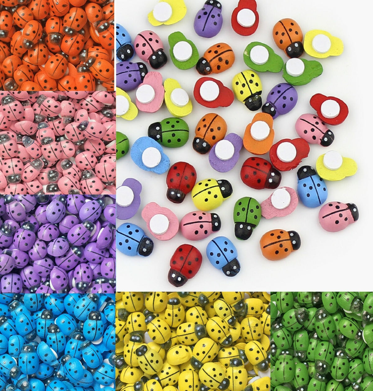 Self Adhesive Stick On Wooden Ladybird Ladybug Insect Decal Craft Decoration