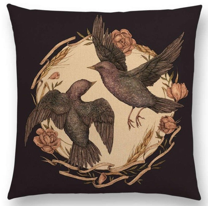 Vintage Design Animal Gems Minerals Floral Nature Plant Cushion Covers 17" x 17" - Two Birds