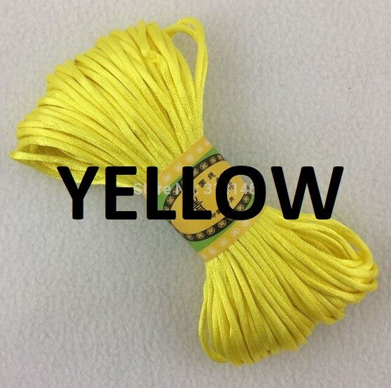 Cord Silky Satin Kumihimo Braiding Rattail Macrame 2mm Thick 5/10/20 Meter - Yellow