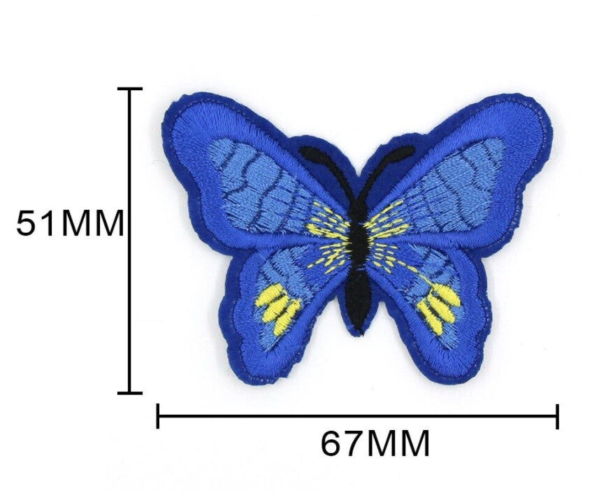 Butterfly Patch Embroidered Butterflies Iron on Sew on Patches Customise 51x67mm
