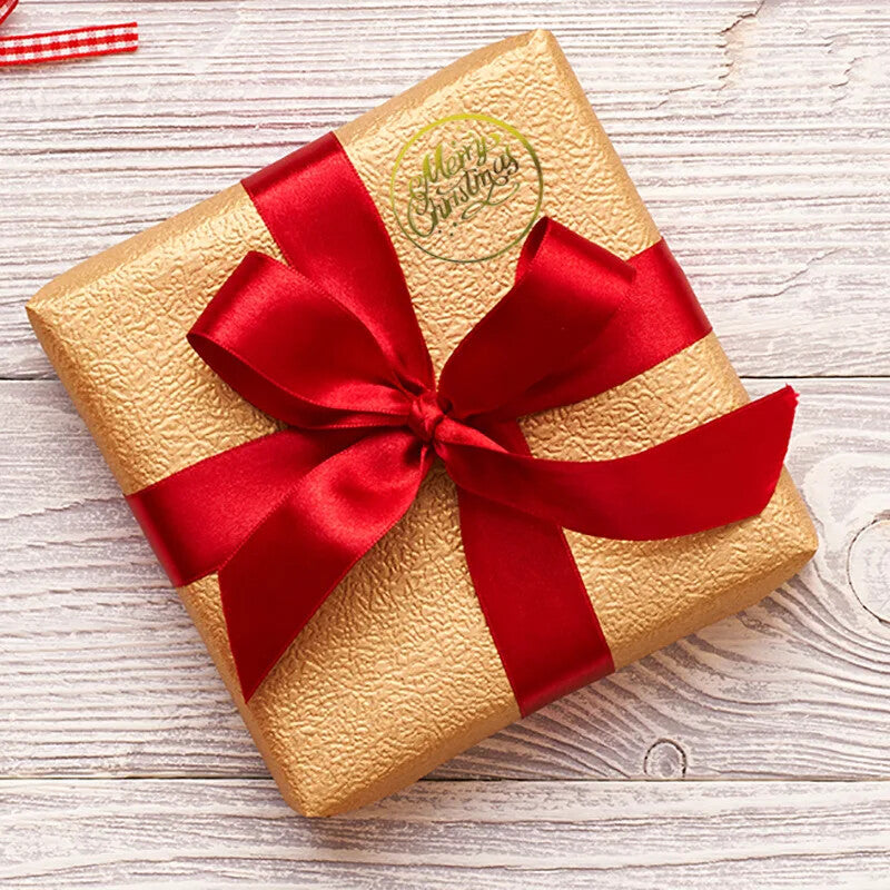 Merry Christmas Happy Xmas Gold Transparent Labels Stickers Gift Sticker 3.8cm
