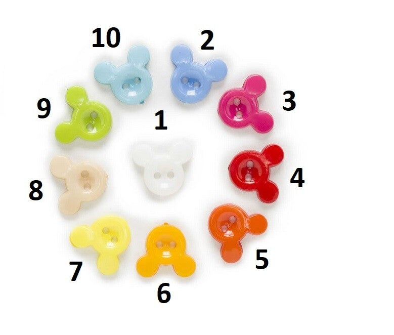 Mouse Ears Baby Buttons 2 Hole 15x13mm Sewing Craft Child Clothing Gift Projects - 4 Red